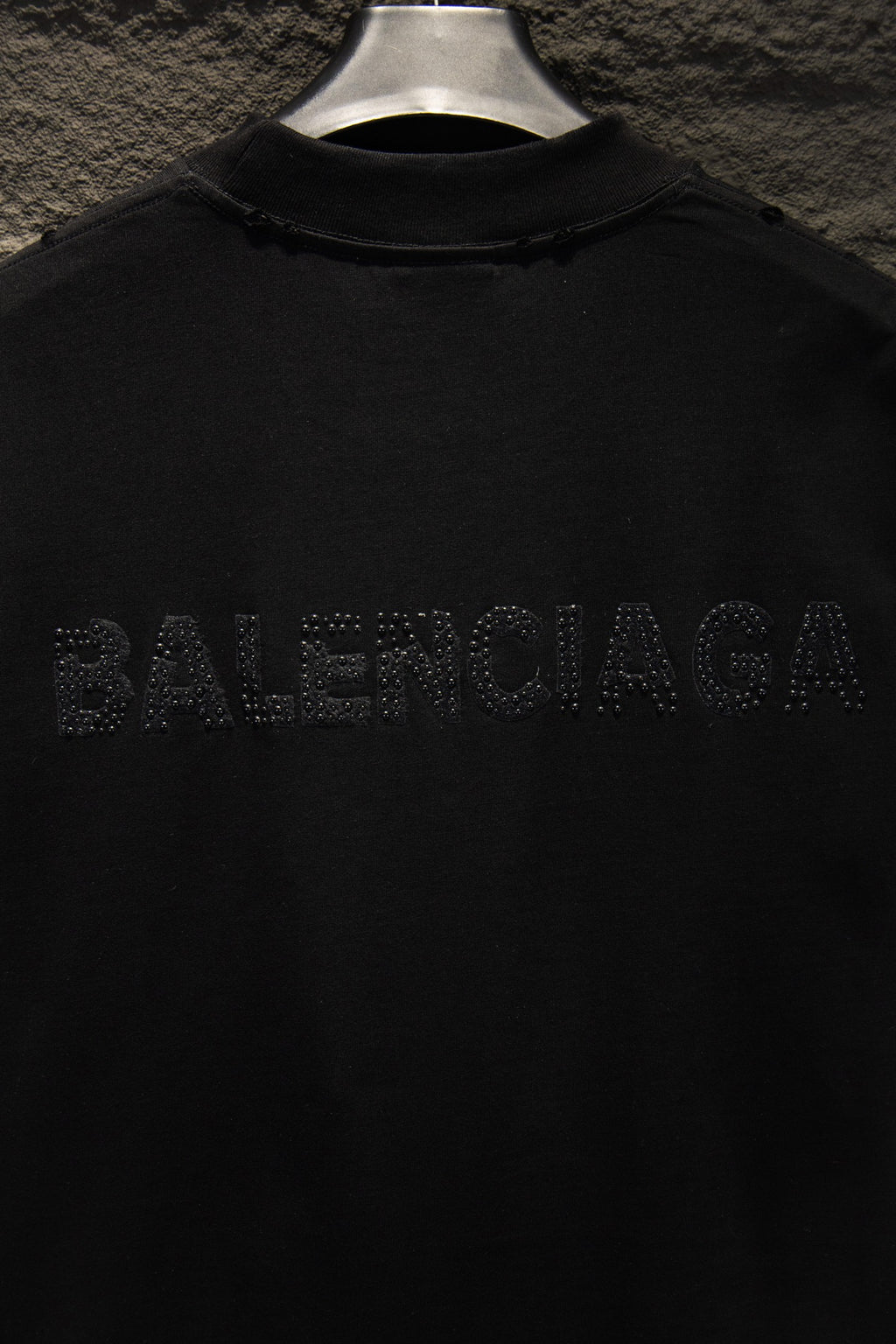 Balenciaga short-sleeve T-shirt with rhinestone BALENCIAGA logo on chest