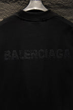 Balenciaga short-sleeve T-shirt with rhinestone BALENCIAGA logo on chest