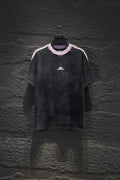 Balenciaga short-sleeve T-shirt with pink crew neck trim and small chest logo