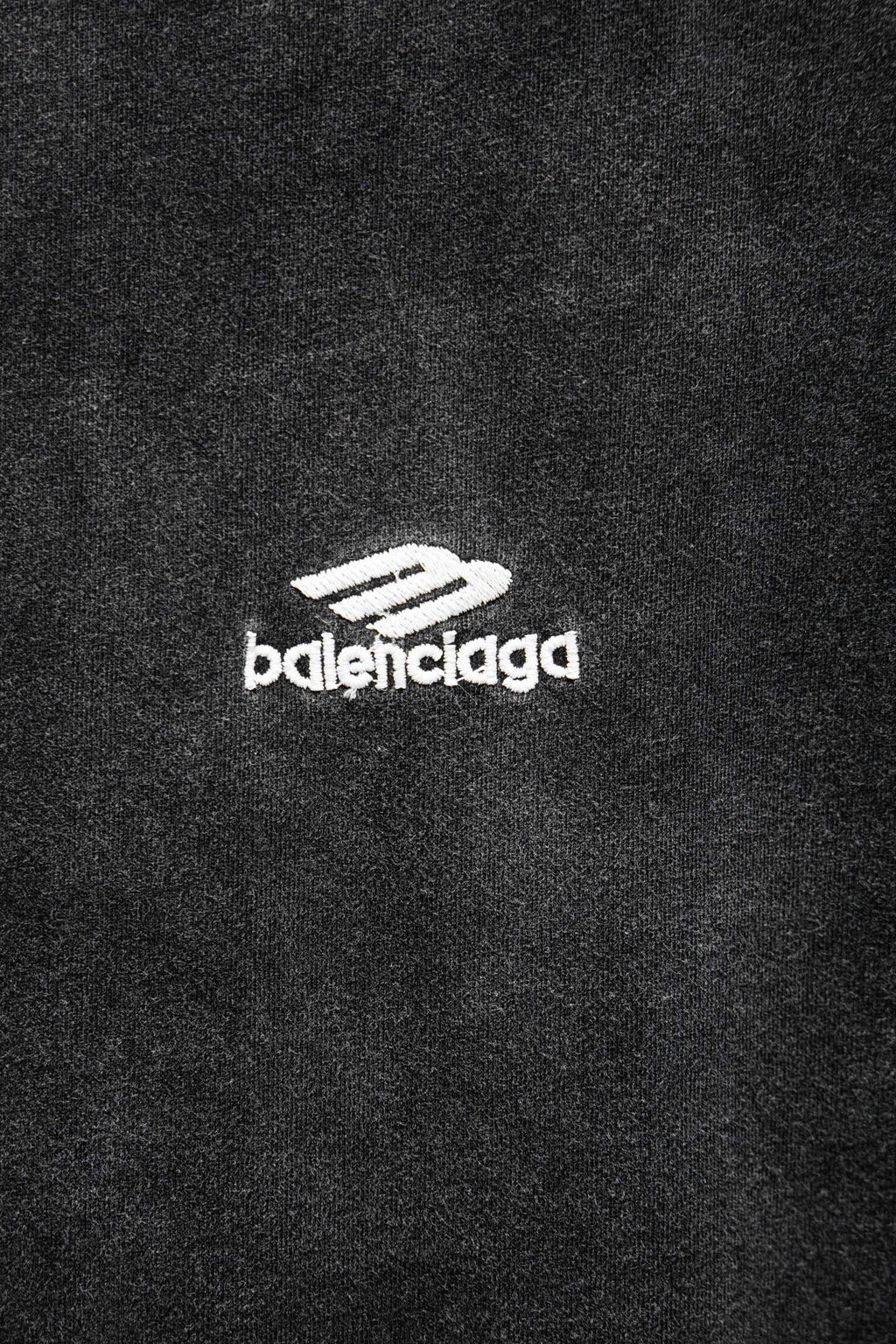 Balenciaga T-shirt front chest logo in white on dark fabric