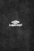 Balenciaga T-shirt front chest logo in white on dark fabric