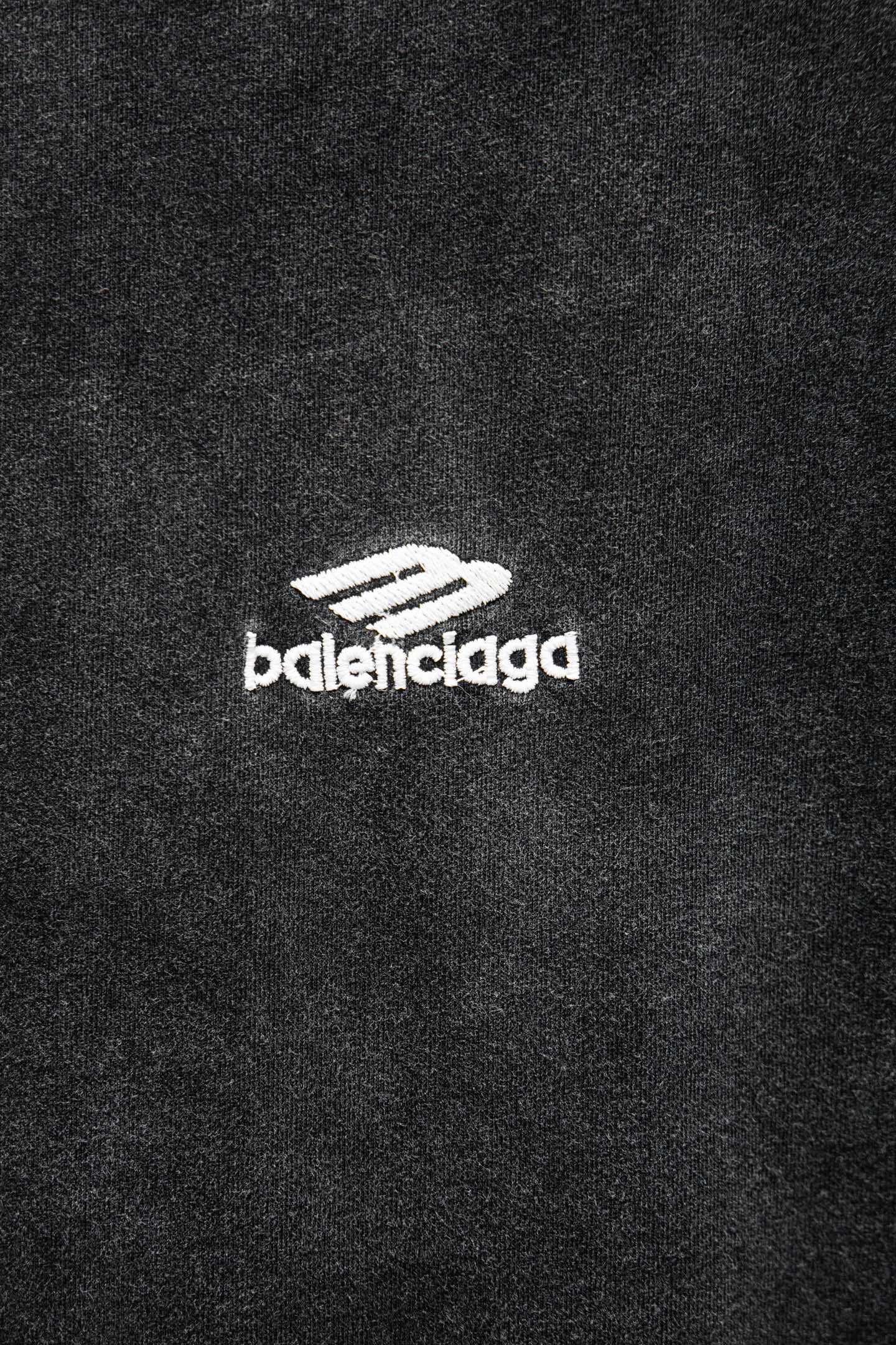 Balenciaga T-shirt front chest logo in white on dark fabric