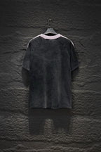 Balenciaga short-sleeve T-shirt, back view, with pink neckline trim