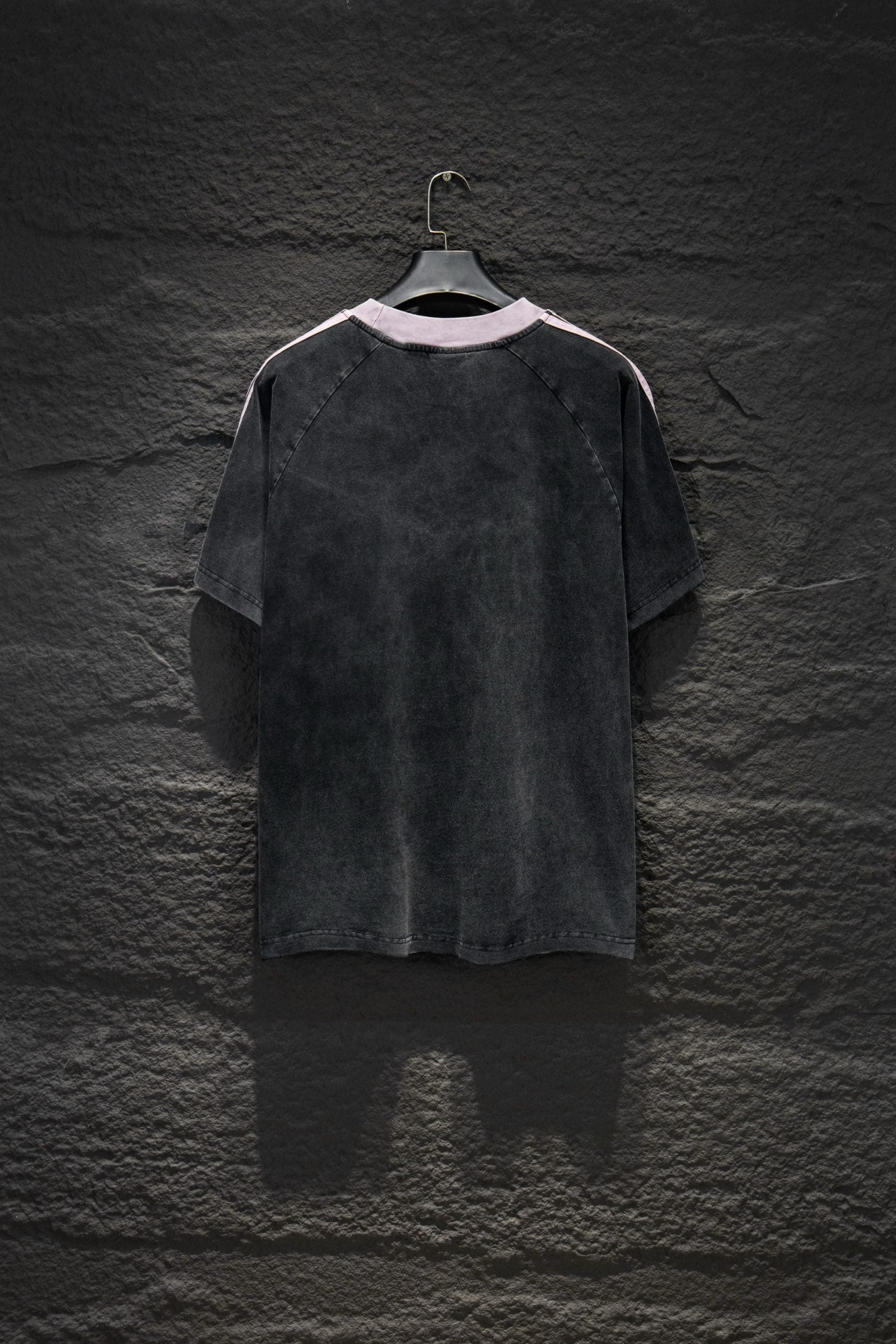 Balenciaga short-sleeve T-shirt, back view, with pink neckline trim
