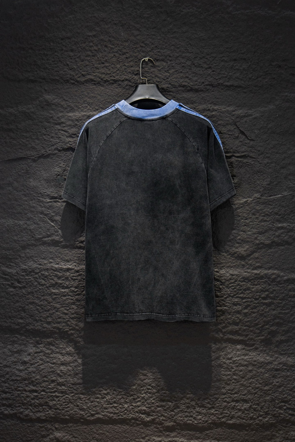 Balenciaga short-sleeve T-shirt with light blue crew neck trim, front logo