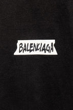 Balenciaga black T-shirt with white BALENCIAGA logo patch on chest