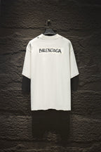 Balenciaga white crewneck short-sleeve T-shirt with large BALENCIAGA chest print