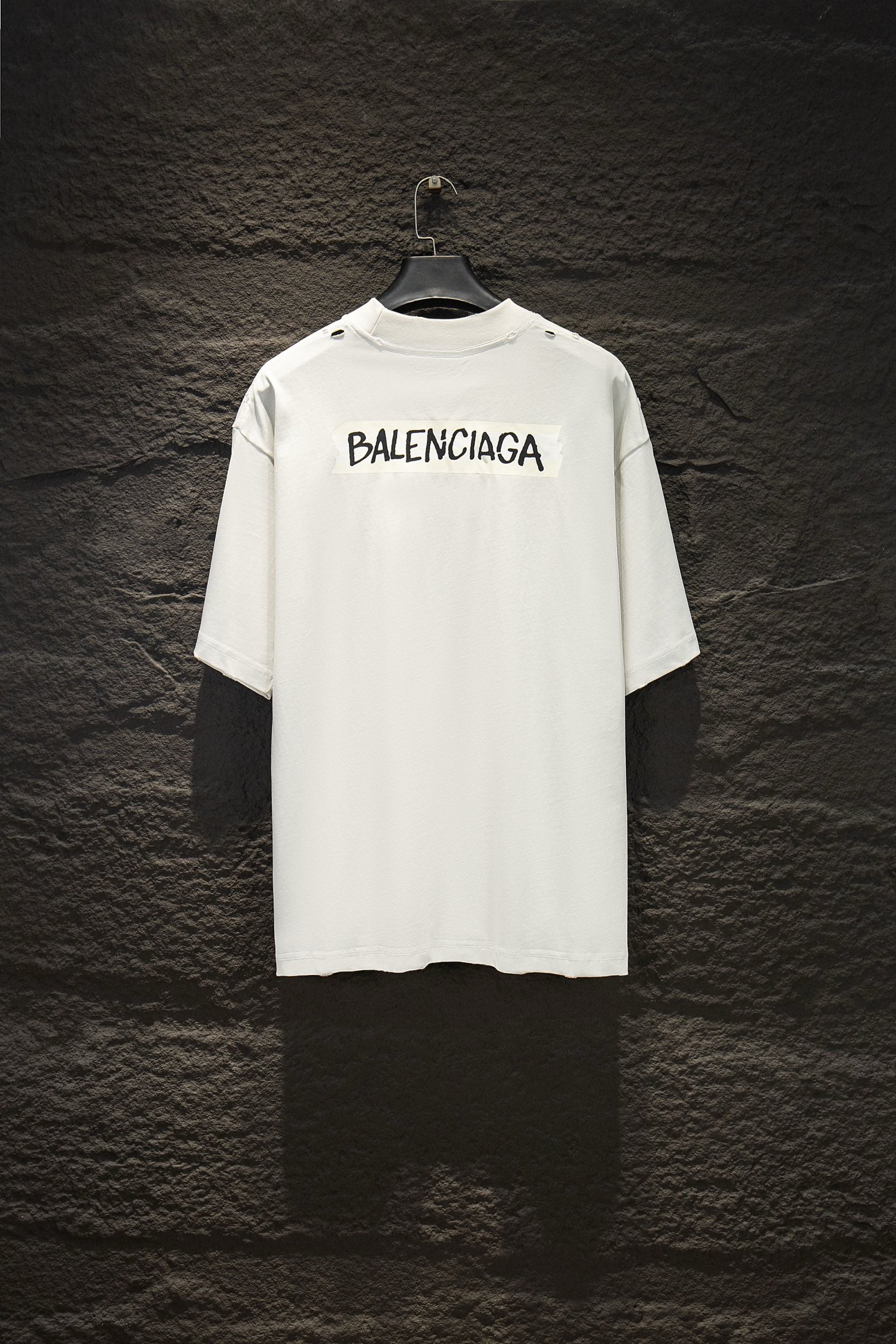 Balenciaga white crewneck short-sleeve T-shirt with large BALENCIAGA chest print