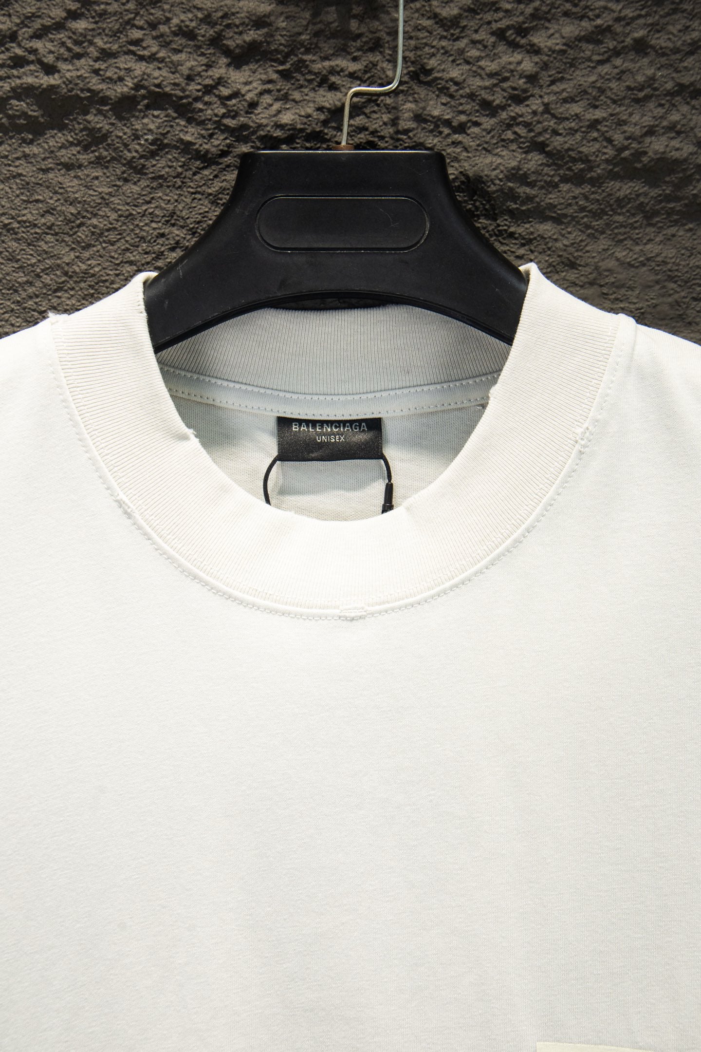 Balenciaga white crewneck T-shirt neckline with inner collar tag