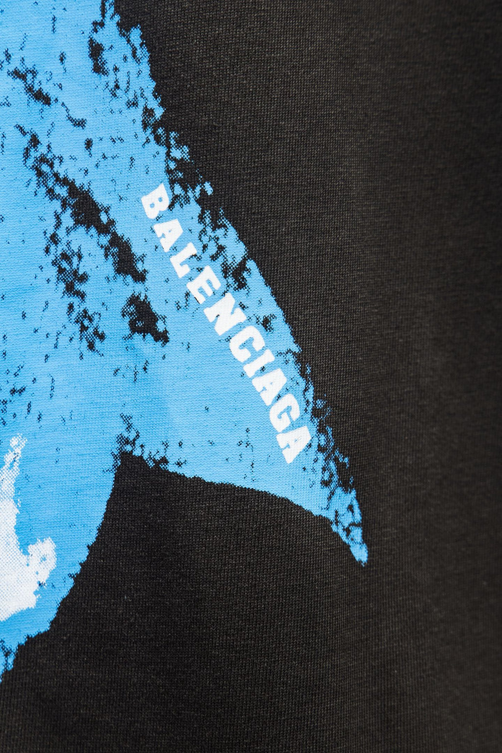 Balenciaga black T-shirt sleeve with blue BALENCIAGA lettering