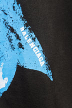 Balenciaga black T-shirt sleeve with blue BALENCIAGA lettering