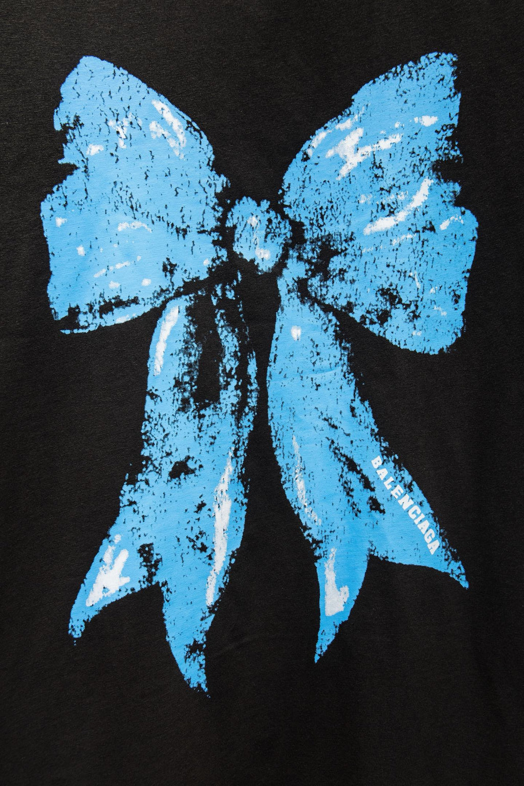 Balenciaga black T-shirt with large blue bow graphic