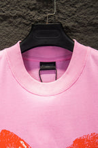 Balenciaga pink T-shirt neckline with ribbed crew collar