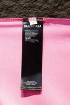 Balenciaga pink T-shirt fabric label with care and size text