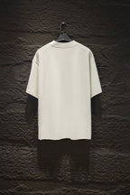 White short-sleeve T-shirt, back view with crew neck and relaxed fit