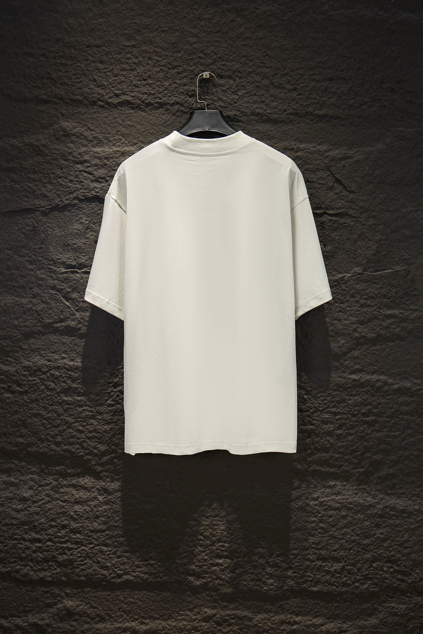 White short-sleeve T-shirt, back view with crew neck and relaxed fit