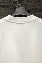 White crew-neck T-shirt back view with ribbed collar