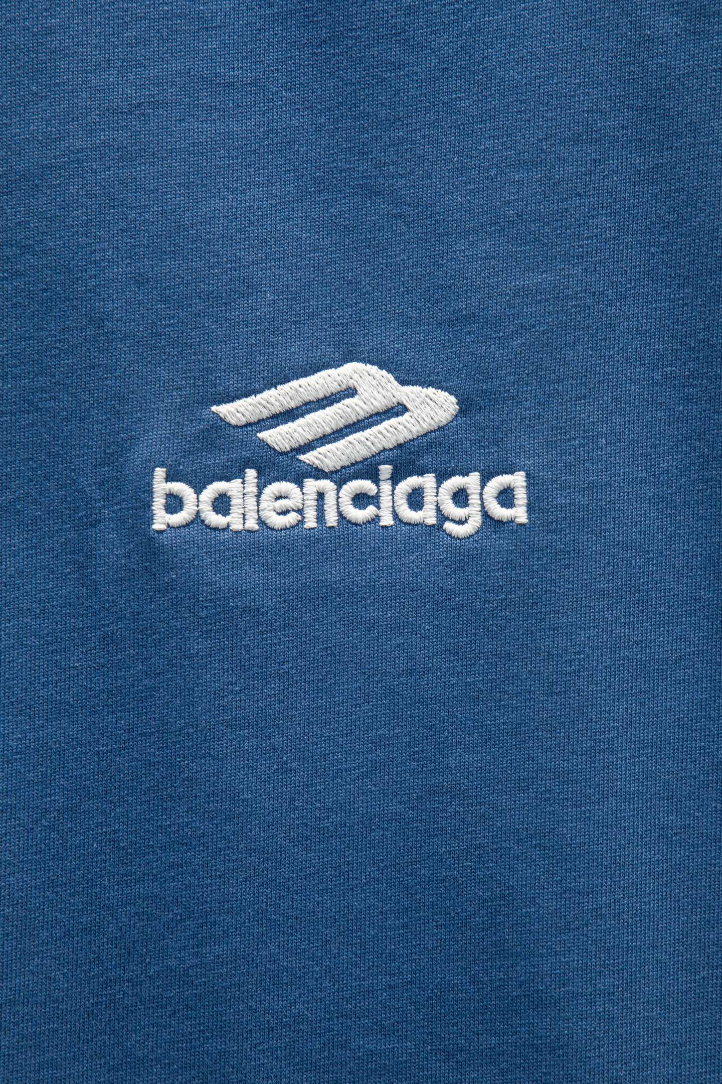 Blue T-shirt with white Balenciaga logo print