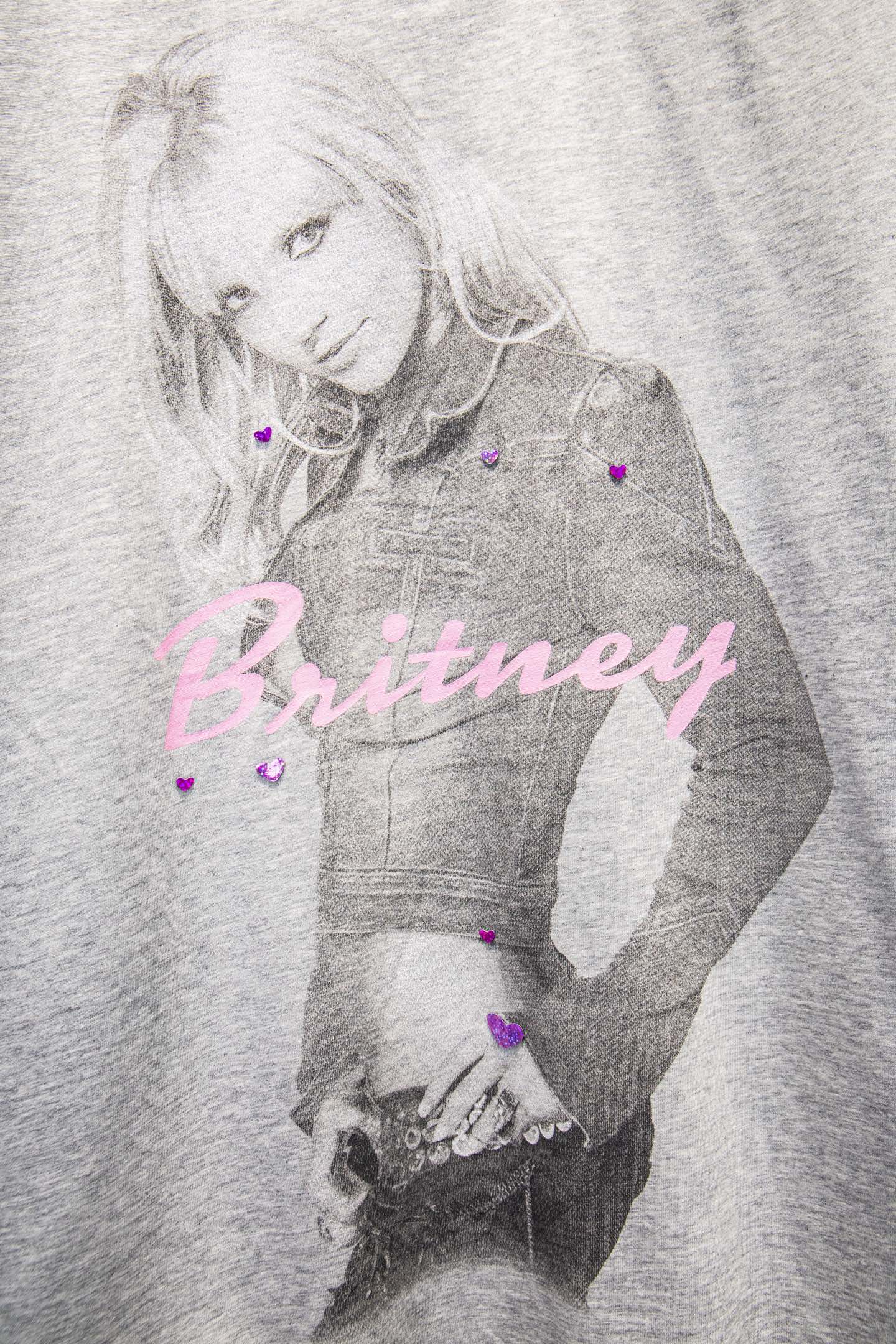 Balenciaga short-sleeve T-shirt, light gray, Britney portrait with purple hearts