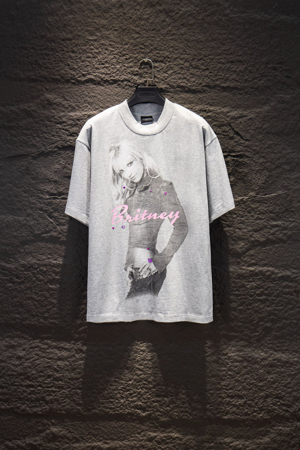 Balenciaga short-sleeve T-shirt, light gray, Britney-style graphic front print