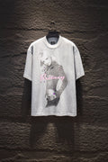Balenciaga short-sleeve T-shirt, light gray, Britney-style graphic front print