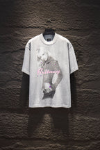 Balenciaga short-sleeve T-shirt, light gray, Britney-style graphic front print