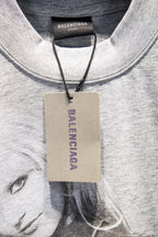 Balenciaga short-sleeve T-shirt, light gray, crew neck with hanging BALENCIAGA tag