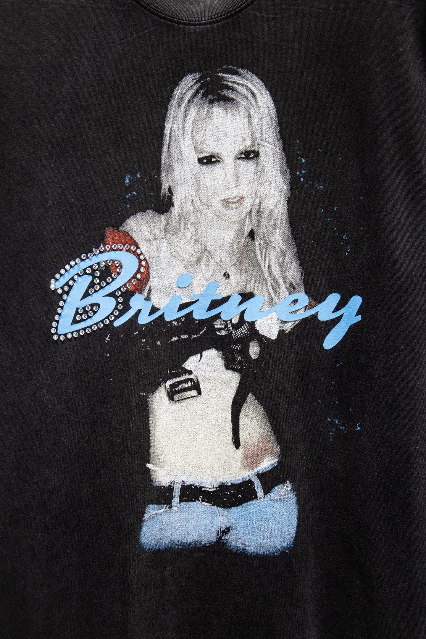 Balenciaga T-shirt with Britney face and blue “Britney” text graphic