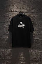 Black Balenciaga T-shirt with BB and Balenciaga logo print on chest