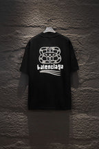 Black Balenciaga T-shirt with large Balenciaga graphic print on back