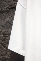 White T-shirt sleeve and lower hem close-up