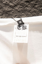 White T-shirt with size care tag at collar area