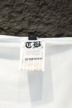 White T-shirt with internal care label at collar seam.