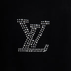 Rhinestone LV monogram on black T-shirt chest