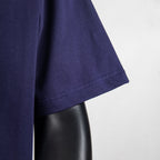 Navy short-sleeve top sleeve with stitched hem