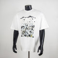 Louis Vuitton graphic T-shirt: white crewneck with black and yellow print