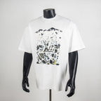 Louis Vuitton graphic T-shirt: white crewneck with black and yellow print