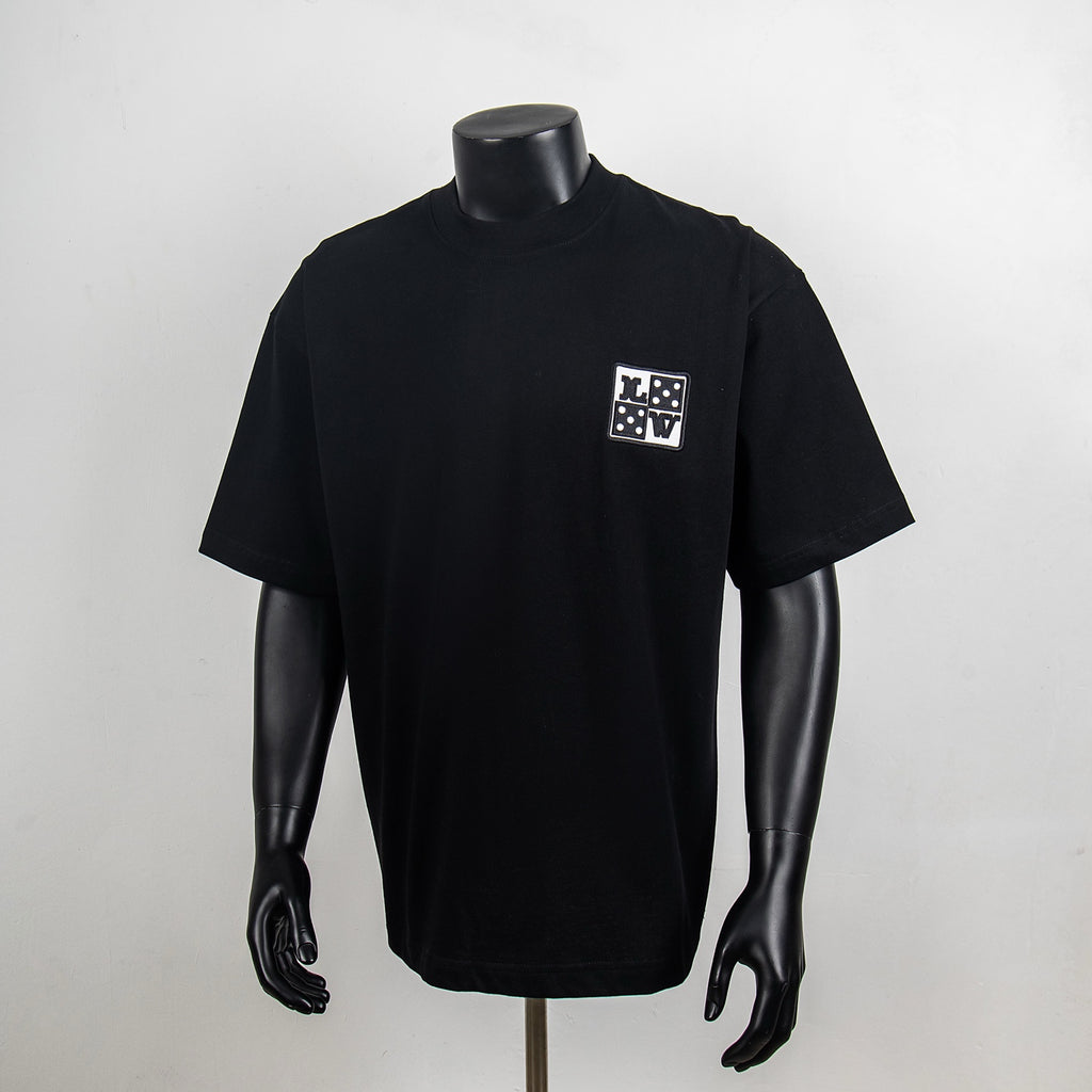 Louis Vuitton black crewneck T-shirt with small square logo patch on chest