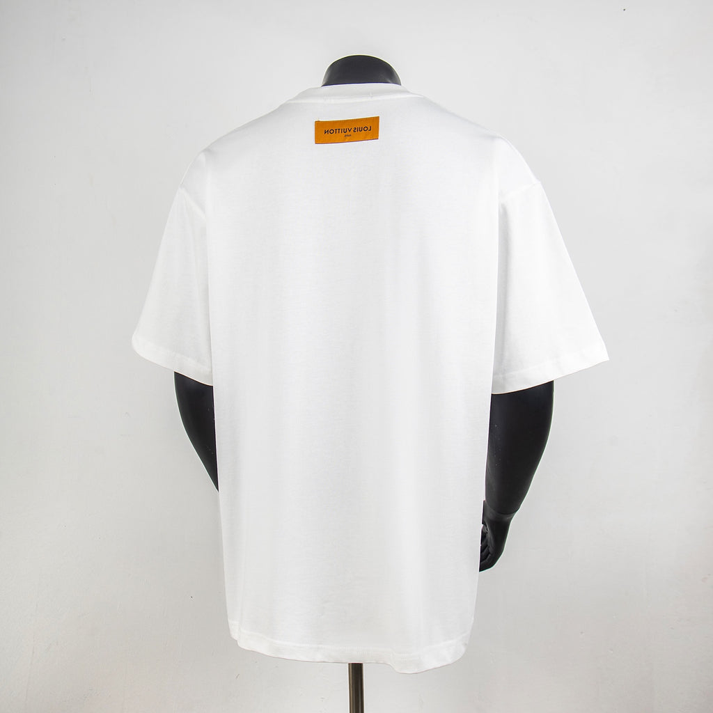 Louis Vuitton white short-sleeve T-shirt, back view with neck label