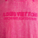 Louis Vuitton pink T-shirt with raised-style logo text