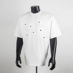 White short-sleeve T-shirt with star appliqués on the front
