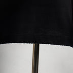Black T-shirt hem and stitching close-up