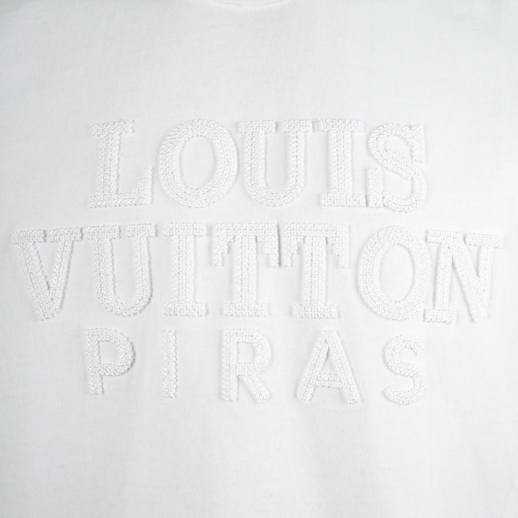 White T-shirt with raised Louis Vuitton Paris lettering
