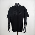 Black Louis Vuitton short-sleeve T-shirt with rhinestone-style logo on chest