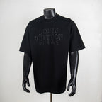 Black Louis Vuitton short-sleeve T-shirt with rhinestone-style logo on chest