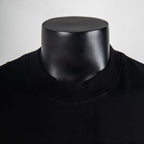 Black crew-neck T-shirt collar with ribbed neckline