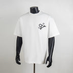 Louis Vuitton white short-sleeve T-shirt with black beaded logo on chest
