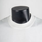 White crew-neck T-shirt with ribbed collar finish