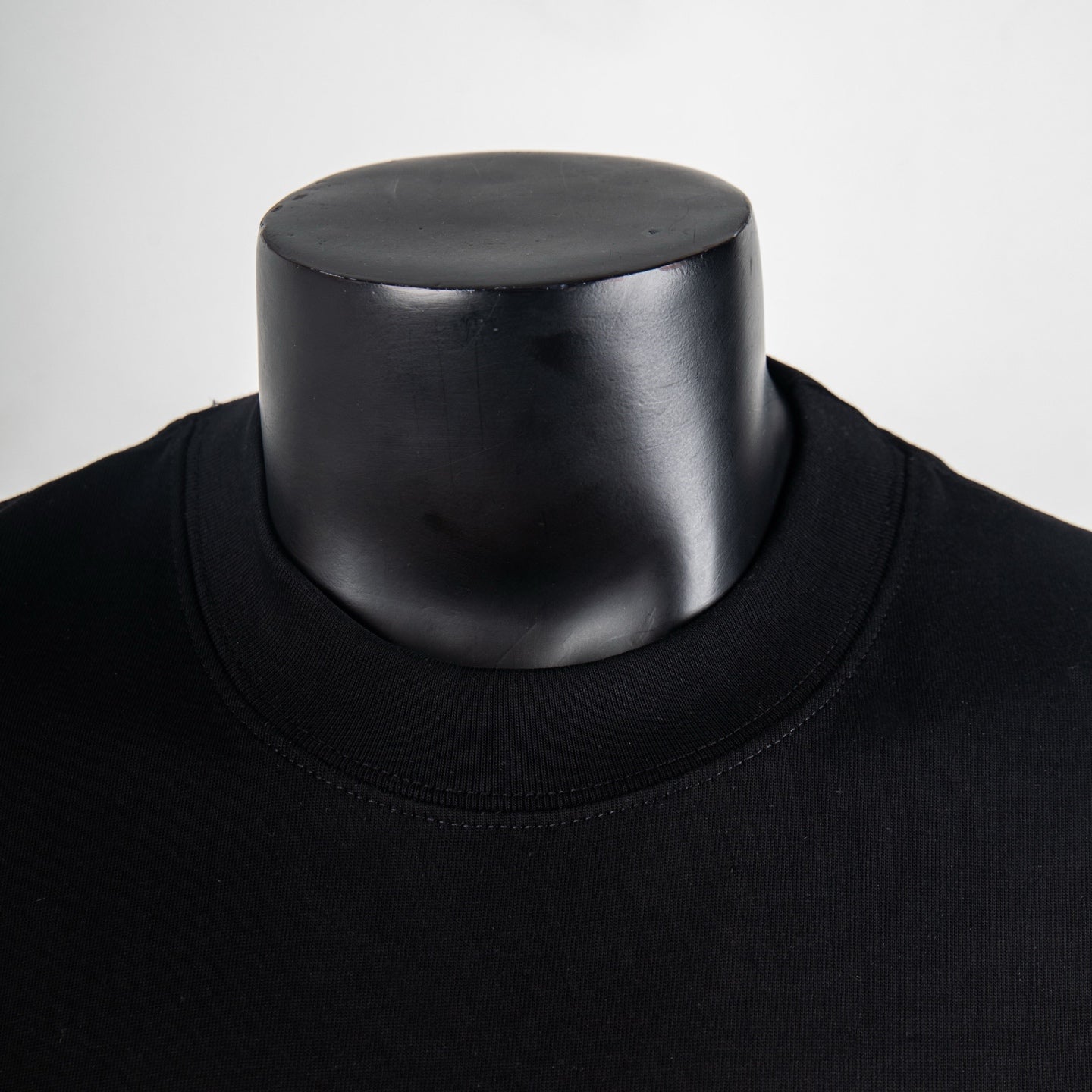Louis Vuitton black crewneck T-shirt neckline close-up