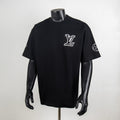 Louis Vuitton black short-sleeve T-shirt with LV logo on the chest